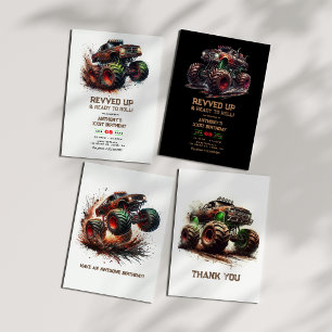 "Revved Up & Ready to Roll" Monster Truck Verjaard Kaart