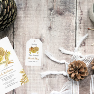 Waterverf Pompoen Herfst Roze Baby shower Kaart