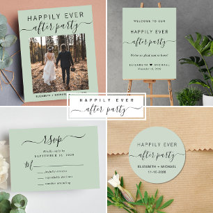 Happily Ever After Feest QR Code Foto Huwelijk Aankondigingskaart