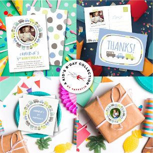 Jongens Speelgoed Pastel Blauw Vervoer Kind Verjaa Servet