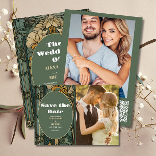  Bloemen Art Nouveau Bruiloft Kaart