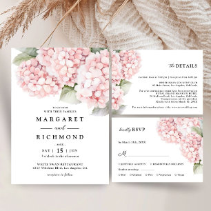 Blush Roze Hortensia Elegante Bloemen Huwelijk Ronde Sticker
