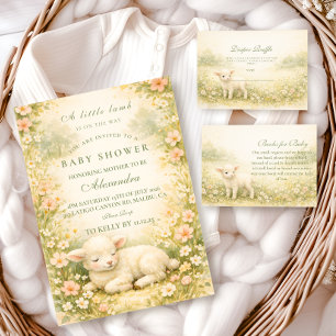 Klein Lammetje Wilde Bloem Kader Baby Shower Kaart