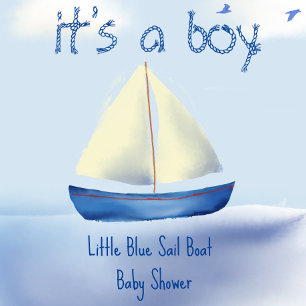 Lovely Little Blue Sailboat Baby shower per Mail Kaart