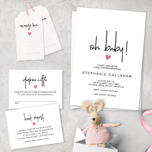 Modern Baby Meisje BBQ Douche Tiny Pink Heart Kaart