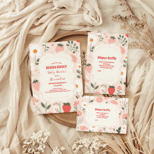 Aardbei Baby shower Berry Diapper Raffle Informatiekaartje