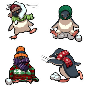 Vrolijk Xmas Pinguïn Kerstmis Sneeuwbal Cartoon Feestdagen Kaart