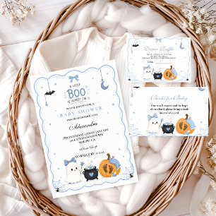 Blauw Little Boo Is Almost Due Halloween Baby Show Kaart