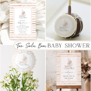 Sailor Beer Tan Stripe Baby shower Kaart