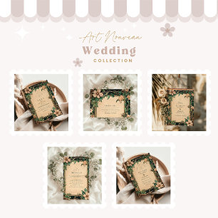 Ivoorbloei Art Nouveau bruiloft Bedankkaart