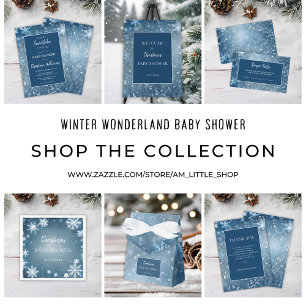 Winter Wonderland blauw Baby shower Kaart