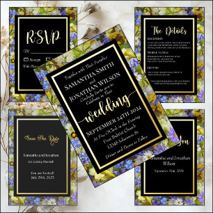 Colorful Wild Flowers Wedding RSVP Folie Uitnodiging