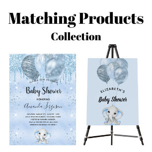 Baby shower lichtblauw metalen glitter