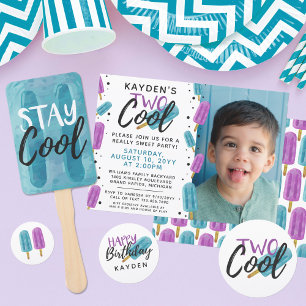 TWEE COOL Kind's 2e Verjaardag Zomer Ijs Pop Foto Kaart