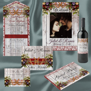 Bloemen, Kant & Hoefijzers Bourgogne Ribbon bruilo