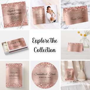 Glittery Rose Gold Ombre Foil Elegant Wedding Kaart