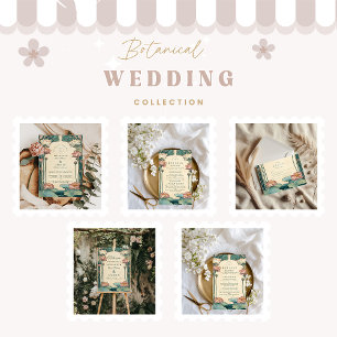 Art Nouveau Lotus Bloemen Huwelijk Bedankkaart