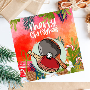 Ping Pong Paddle Kerstgroet Kaart