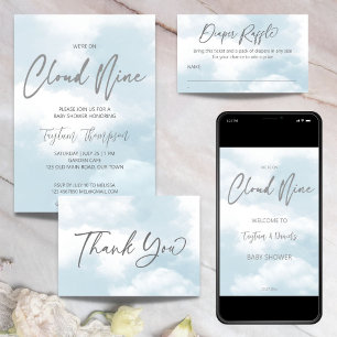 Cloud negen baby shower grijs stoffig blauw kaart