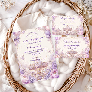 Betoverde Paarse Teddbeer Baby Shower Kaart