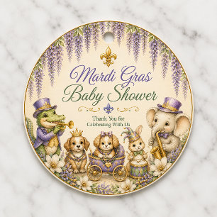 Carnaval Baby Shower Bedank Je Favoriet uit New Or Ronde Sticker