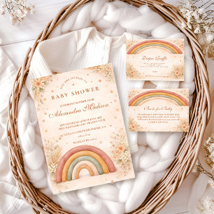 Moderne Boho Regenboog Baby Shower Kaart
