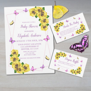 Little Butterfly Baby shower Boeken voor Baby Informatiekaartje