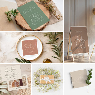 Vrijgezellenfeest script moderne sage green elegan kaart