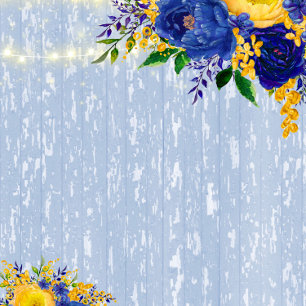 Indigo Yellow Peony Wood Weddenschap Kaart