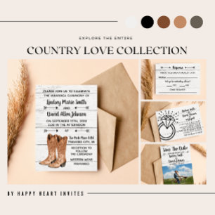 Country Love Western Rustic Photo Wedding Kaart