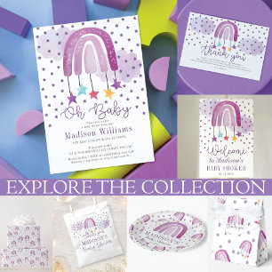Speciaal Baby shower Paarse regenboog Papieren Bordje
