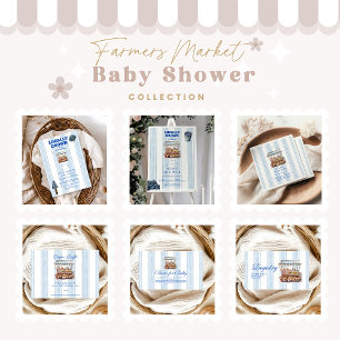 Blue Farmers Market Baby shower Diapper Raffle Informatiekaartje