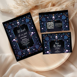 Floral Gothic Halloween bruiloft Save The Date