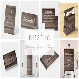 Modern Rustic Wood Wedding Briefkaart