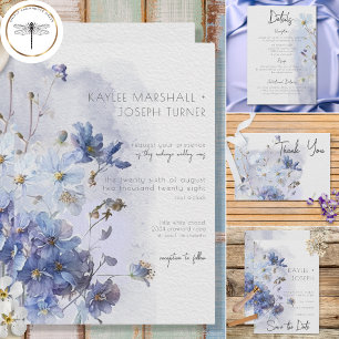 Moderne periwinkle Blue Wildbloemen Ontvangen Informatiekaartje