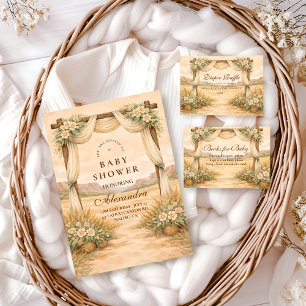 Western Desert Floral Arch Baby Shower  Informatiekaartje