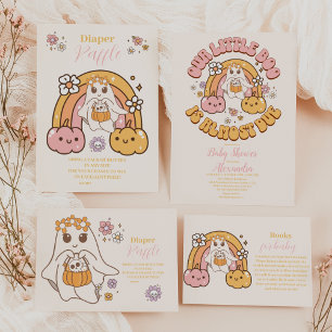 Retro Groovy Halloween Little Boo Raffle Diapper Informatiekaartje