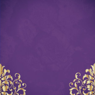 Elegant Goud en Paarse Damask Bruiloft Uitnodiging
