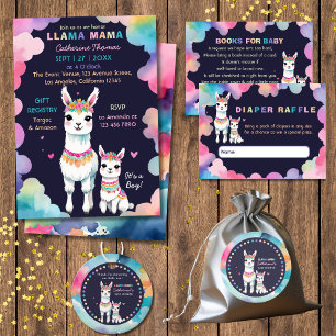Schattigee Waterverf Llama Mama Baby shower Kaart