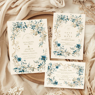 Boheemse Vintage Floral Fern Wedding Bedankkaart