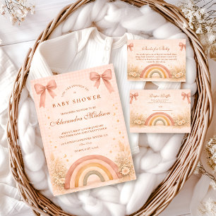Terracotta Boho Regenboog Baby Shower Kaart