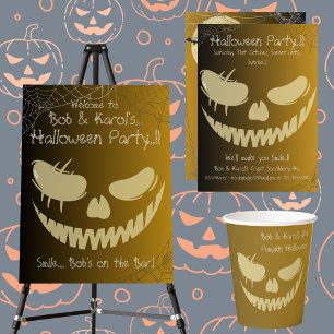 Evil Pumpkin Smile Halloween Party Paper Borden Papieren Bordje