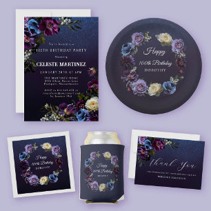 100th Verjaardag Gepersonaliseerde Moody Paarse bl Servet