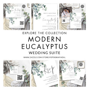 Elegante Salie Eucalyptus QR Code Bruiloft Details Informatiekaartje