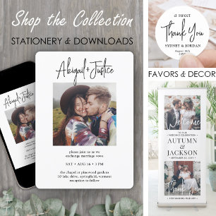 QR RSVP chique minimalistische alles-in-één 2 foto Kaart