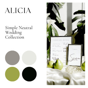 Modern Black White Wedding Menu & Guest Place Card Kaart