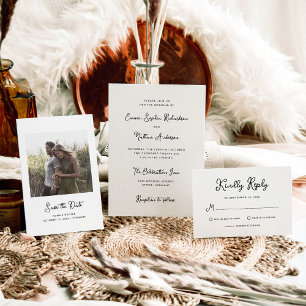 Sweet and Whimsical Eenvoudige zwart-wit bruiloft Kaart