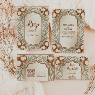 QR Code Art Nouveau Elegante Botanische bruiloft Informatiekaartje