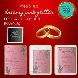 Botanische Roze Glitter Glam Bruiloft Servet