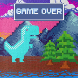 Grappige Pixel Gamer Gepixelde dinosaurus-illustra Legpuzzel